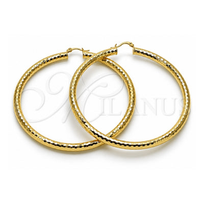 Oro Laminado Extra Large Hoop, Gold Filled Style Hollow Design, Diamond Cutting Finish, Golden Finish, 02.213.0309.80