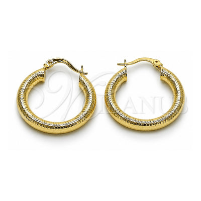 Oro Laminado Medium Hoop, Gold Filled Style Hollow Design, Diamond Cutting Finish, Golden Finish, 02.170.0395.1.25