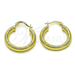 Gold Filled Hoop Earrings — Medium Hoop Hollow Design Diamond Cutting 02. — main product view — SKU 156989 | Oro Laminado aretes de aro — Medium Hoop Hollow diseño Diamond Cutting 02. — SKU 156989
