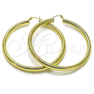 Gold Filled Hoop Earrings — Extra Large Hoop Hollow Design Diamond Cutting 02. — main product view — SKU 156994 | Oro Laminado aretes de aro — Extra Large Hoop Hollow diseño Diamond Cutting 02. — SKU 156994