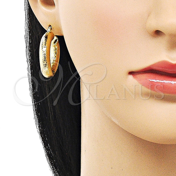 Gold Filled Hoop Earrings — Medium Hoop Hollow Design Polished 02. — alternate product view — SKU 156995 | Oro Laminado aretes de aro — Medium Hoop Hollow diseño pulido 02. — SKU 156995
