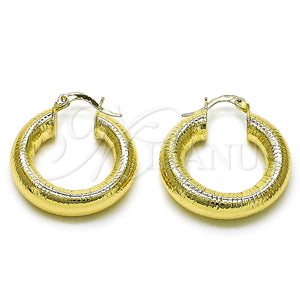 Gold Filled Hoop Earrings — Medium Hoop Hollow Design Polished 02. — main product view — SKU 156995 | Oro Laminado aretes de aro — Medium Hoop Hollow diseño pulido 02. — SKU 156995