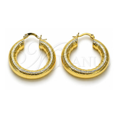 Oro Laminado Medium Hoop, Gold Filled Style Hollow Design, Polished, Golden Finish, 02.213.0768.30