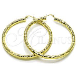 Gold Filled Hoop Earrings — Extra Large Hoop Hollow Design Diamond Cutting 02. — main product view — SKU 156997 | Oro Laminado aretes de aro — Extra Large Hoop Hollow diseño Diamond Cutting 02. — SKU 156997