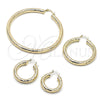 Oro Laminado Extra Large Hoop, Gold Filled Style Hollow Design, Diamond Cutting Finish, Golden Finish, 02.170.0313.70