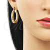 Oro Laminado Medium Hoop, Gold Filled Style Hollow Design, Diamond Cutting Finish, Golden Finish, 02.170.0310.30