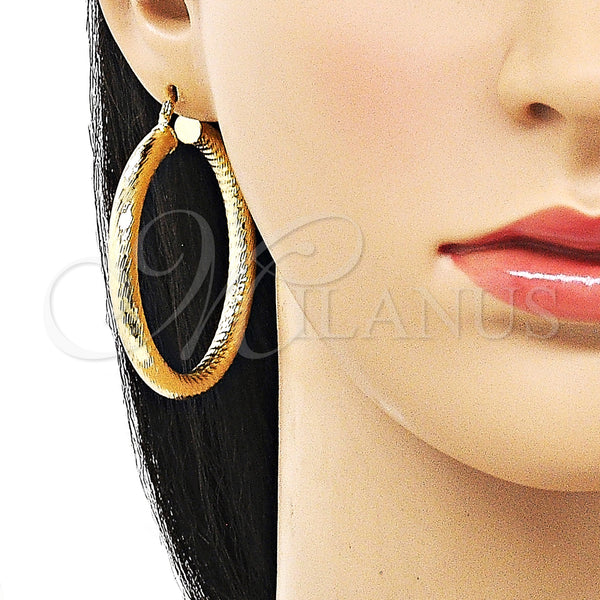 Gold Filled Hoop Earrings — Large Hoop Hollow Design Diamond Cutting 02. — alternate product view — SKU 156999 | Oro Laminado aretes de aro — Large Hoop Hollow diseño Diamond Cutting 02. — SKU 156999