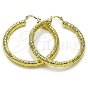 Gold Filled Hoop Earrings — Large Hoop Hollow Design Diamond Cutting 02. — main product view — SKU 156999 | Oro Laminado aretes de aro — Large Hoop Hollow diseño Diamond Cutting 02. — SKU 156999