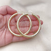 Oro Laminado Large Hoop, Gold Filled Style Hollow Design, Diamond Cutting Finish, Golden Finish, 02.213.0769.60