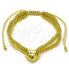 Oro Laminado Adjustable Bolo Bracelet, Gold Filled Style Heart and Ball Design, Polished, Golden Finish, 03.341.0232.11 (09 MM Thickness, 11 Inches Length)