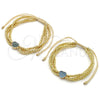 Oro Laminado Adjustable Bolo Bracelet, Gold Filled Style Heart and Ball Design, with Turquoise Cubic Zirconia, Polished, Two Tone, 03.341.0234.11 (09 MM Thickness, 11 Inches Length)