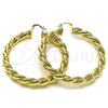 Oro Laminado Large Hoop, Gold Filled Style Twist and Hollow Design, Polished, Golden Finish, 02.170.0489.60