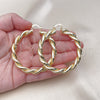 Oro Laminado Large Hoop, Gold Filled Style Twist and Hollow Design, Diamond Cutting Finish, Golden Finish, 02.170.0482.60