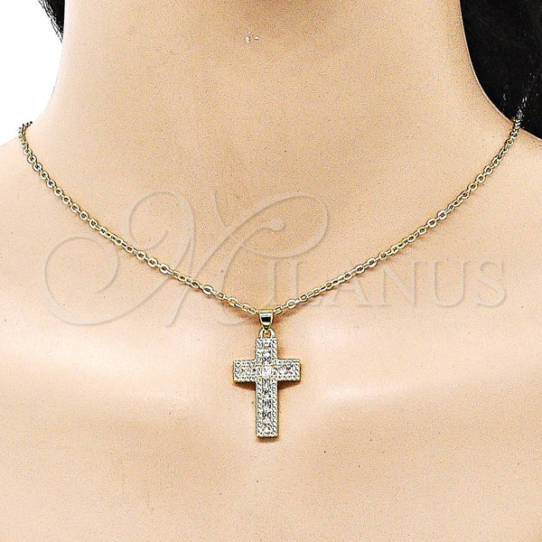 Gold Filled Pendant — Fancy Pendant Cross Design with White Cubic Zirconia — alternate product view — SKU 157017 | Oro Laminado dije — elegante Pendant cruz diseño with blanco Cubic Zirconia — SKU 157017