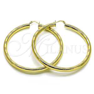 Gold Filled Hoop Earrings — Extra Large Hoop Hollow Design Diamond Cutting 02. — main product view — SKU 157019 | Oro Laminado aretes de aro — Extra Large Hoop Hollow diseño Diamond Cutting 02. — SKU 157019