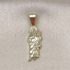 Oro Laminado Fancy Pendant, Gold Filled Style San Judas Design, Polished, Golden Finish, 05.213.0159