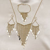 Oro Laminado Necklace, Bracelet, Earring and Ring, Gold Filled Style Rolo Design, Polished, Golden Finish, 06.372.0080