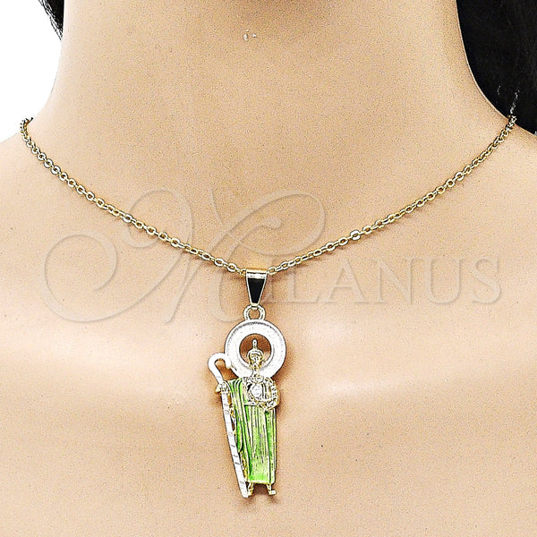 Gold Filled Pendant — Religious Pendant San Judas Design Polished Tricolor 05. — alternate product view — SKU 157038 | Oro Laminado dije — Religious Pendant San Judas diseño pulido Tricolor 05. — SKU 157038