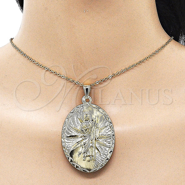 Gold Filled Pendant — Religious Pendant San Judas Design Diamond Cutting 05. — alternate product view — SKU 157039 | Oro Laminado dije — Religious Pendant San Judas diseño Diamond Cutting 05. — SKU 157039