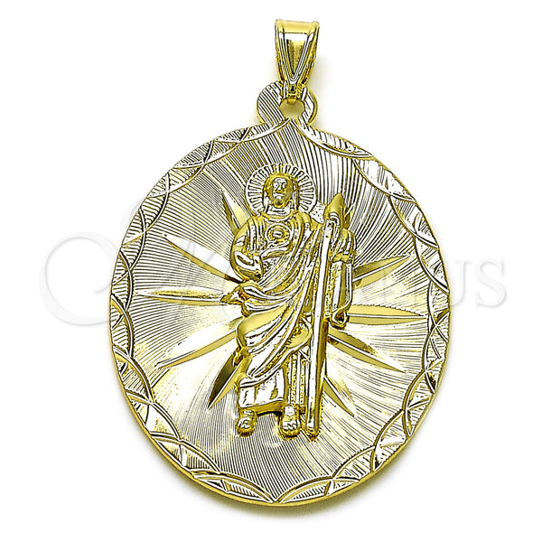 Gold Filled Pendant — Religious Pendant San Judas Design Diamond Cutting 05. — main product view — SKU 157039 | Oro Laminado dije — Religious Pendant San Judas diseño Diamond Cutting 05. — SKU 157039