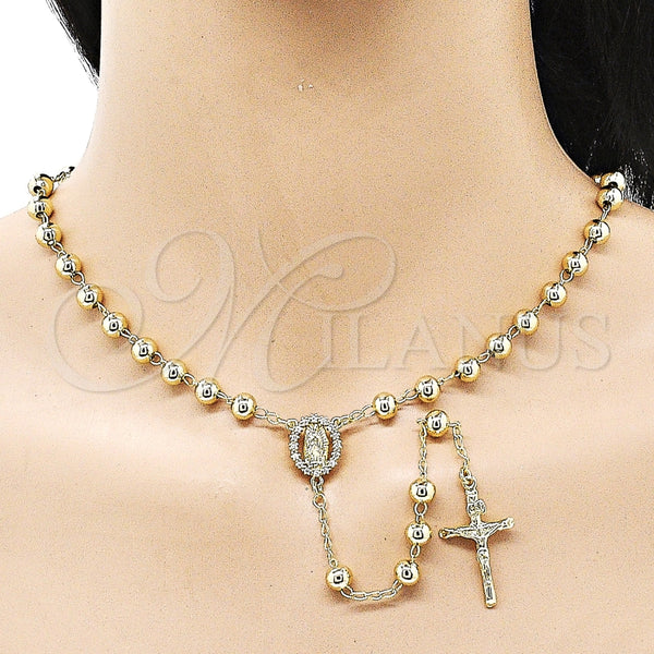 Gold Filled Jewelry — Medium Rosary Guadalupe and Cross Design with White — alternate product view — SKU 157043 | Oro Laminado joyería — Medium Rosary Guadalupe and cruz diseño with blanco — SKU 157043