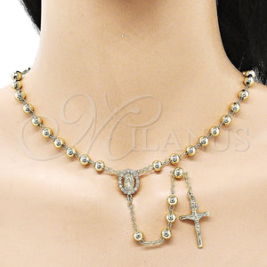 Gold Filled Jewelry — Medium Rosary Guadalupe and Cross Design with White — alternate product view — SKU 157043 | Oro Laminado joyería — Medium Rosary Guadalupe and cruz diseño with blanco — SKU 157043