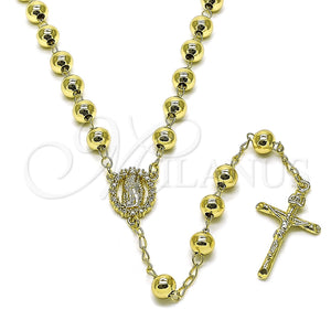 Gold Filled Jewelry — Medium Rosary Guadalupe and Cross Design with White — main product view — SKU 157043 | Oro Laminado joyería — Medium Rosary Guadalupe and cruz diseño with blanco — SKU 157043