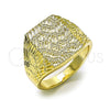 Oro Laminado Mens Ring, Gold Filled Style Diamond Cutting Finish, Golden Finish, 01.411.0006.11 (Size 11)