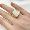 Oro Laminado Mens Ring, Gold Filled Style Diamond Cutting Finish, Golden Finish, 01.411.0006.12 (Size 12)