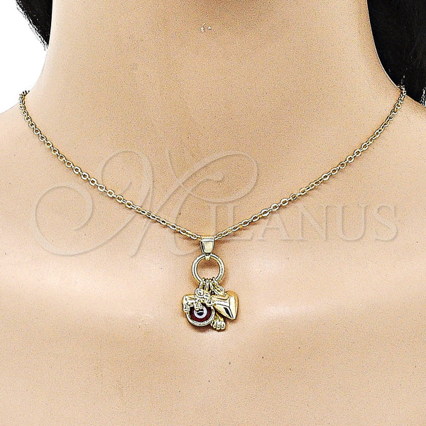 Gold Filled Pendant — Fancy Pendant Heart and Hand Design with Garnet — alternate product view — SKU 157061 | Oro Laminado dije — elegante Pendant corazón and Hand diseño with Garnet — SKU 157061