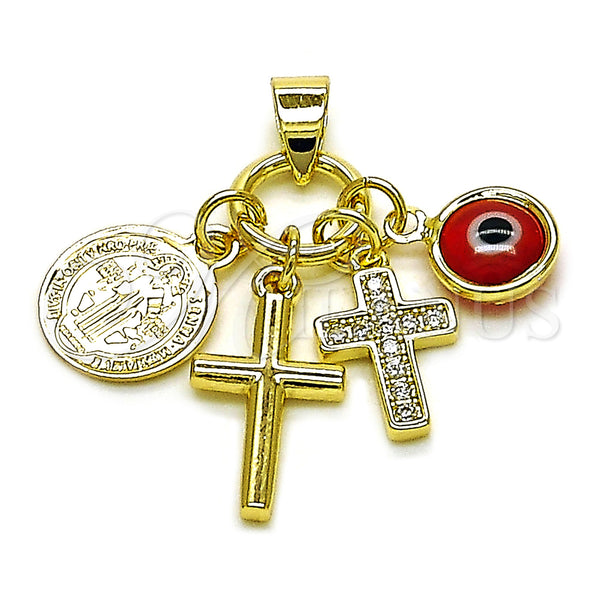Gold Filled Pendant — Religious Pendant Cross and San Benito Design with — main product view — SKU 157062 | Oro Laminado dije — Religious Pendant cruz and San Benito diseño with — SKU 157062