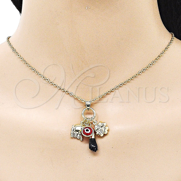 Gold Filled Pendant — Fancy Pendant Hand and Four-leaf Clover Design with — alternate product view — SKU 157063 | Oro Laminado dije — elegante Pendant Hand and Four-leaf Clover diseño with — SKU 157063