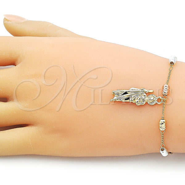 Gold Filled Bracelet — Bracelet Rosary San Judas and Figaro Design Diamond — alternate product view — SKU 157071 | Oro Laminado brazalete — Bracelet Rosary San Judas and Figaro diseño Diamond — SKU 157071