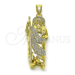 Gold Filled Pendant — Religious Pendant San Judas Design with White Crystal — main product view — SKU 157083 | Oro Laminado dije — Religious Pendant San Judas diseño with cristal blanco — SKU 157083