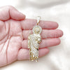 Oro Laminado Religious Pendant, Gold Filled Style San Judas Design, with White Crystal, Polished, Golden Finish, 05.411.0061