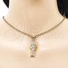 Oro Laminado Religious Pendant, Gold Filled Style San Judas Design, Polished, Tricolor, 05.411.0063