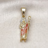 Oro Laminado Religious Pendant, Gold Filled Style San Judas Design, Polished, Tricolor, 05.411.0063