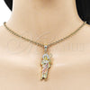 Oro Laminado Religious Pendant, Gold Filled Style San Judas Design, Polished, Tricolor, 05.411.0065