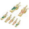 Oro Laminado Religious Pendant, Gold Filled Style San Judas Design, Polished, Tricolor, 05.411.0065