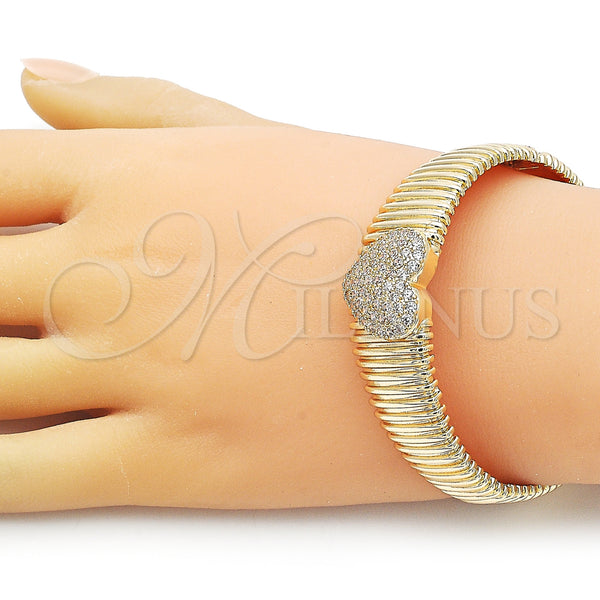 Gold Filled Jewelry — Individual Bangle Heart Design with White Cubic Zirconia — alternate product view — SKU 157097 | Oro Laminado joyería — Individual Bangle corazón diseño with blanco Cubic Zirconia — SKU 157097