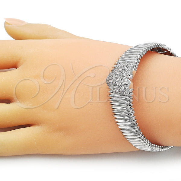 White Gold Filled Jewelry — Individual Bangle Heart Design with White Cubic Zirconia — alternate product view — SKU 157098 | Oro Laminado Blanco joyería — Individual Bangle corazón diseño with blanco Cubic Zirconia — SKU 157098