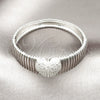 White Gold Filled Individual Bangle, Heart Design, with White Cubic Zirconia, Polished, Rhodium Finish, 07.60.0006.1.04 (18 MM Thickness, Size 4 (2.25 Diameter))