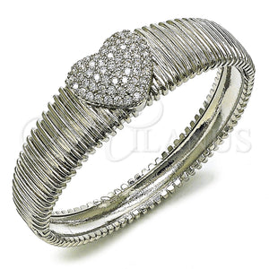 White Gold Filled Jewelry — Individual Bangle Heart Design with White Cubic Zirconia — main product view — SKU 157098 | Oro Laminado Blanco joyería — Individual Bangle corazón diseño with blanco Cubic Zirconia — SKU 157098