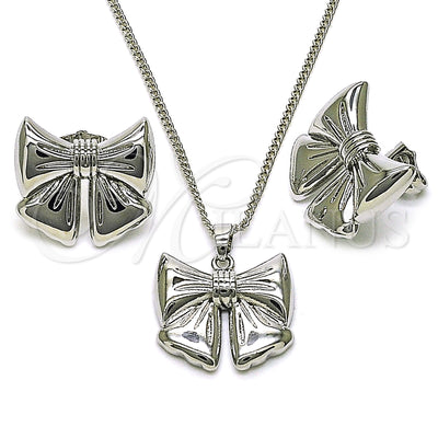 Juego de Aretes y Dije 10.60.0004.1 de Oro Laminado Blanco por Mayoreo, vista principal del producto