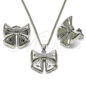White Gold Filled Ring — Earring and Pendant Adult Set Bow Design Polished — main product view — SKU 157103 | Oro Laminado Blanco anillo — Earring and Pendant Adult Set Bow diseño pulido — SKU 157103