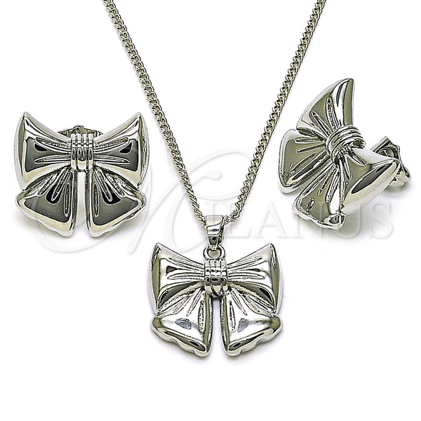 White Gold Filled Ring — Earring and Pendant Adult Set Bow Design Polished — main product view — SKU 157103 | Oro Laminado Blanco anillo — Earring and Pendant Adult Set Bow diseño pulido — SKU 157103