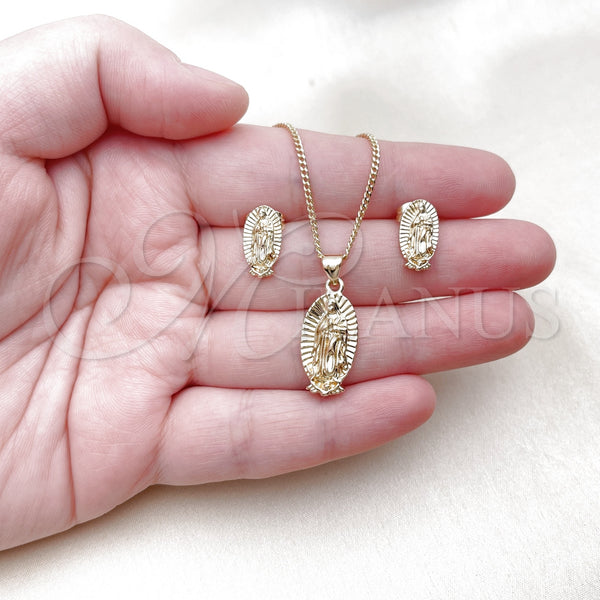 Gold Filled Ring — Earring and Pendant Adult Set Guadalupe Design Polished — alternate product view — SKU 157105 | Oro Laminado anillo — Earring and Pendant Adult Set Guadalupe diseño pulido — SKU 157105