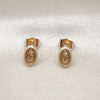 Oro Laminado Stud Earring, Gold Filled Style Guadalupe Design, Polished, Golden Finish, 02.60.0169