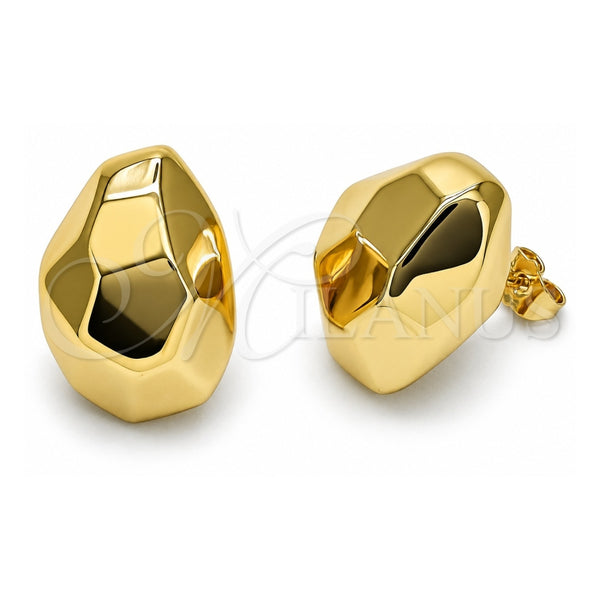Oro Laminado Stud Earring, Gold Filled Style Hollow Design, Polished, Golden Finish, 02.195.0299