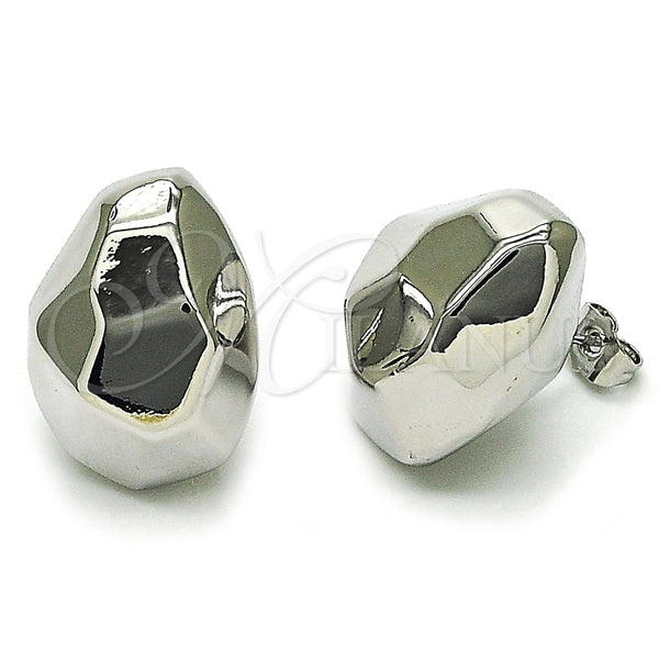 Rhodium Plated Stud Earring, Chunky Design, Polished, Rhodium Finish, 02.195.0299.1